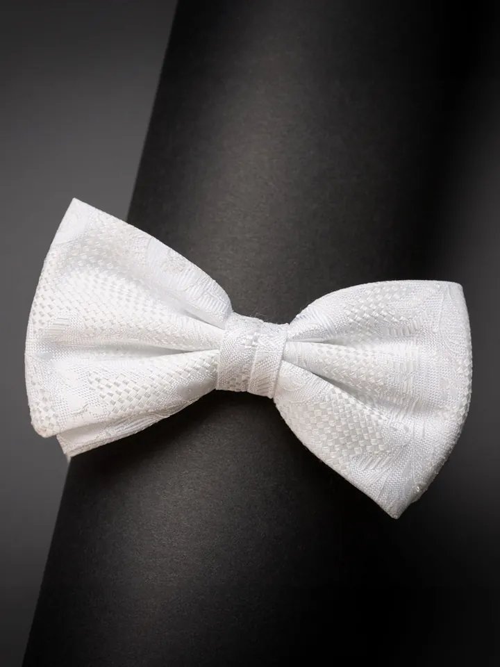 Bijela leptir-mašna AC38, reljefno tkanje za white tie prigode